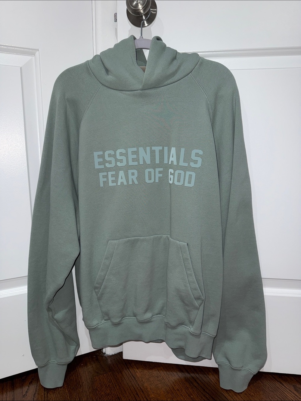 Fear of God ESSENTIALS Sage Green Logo Hoodie